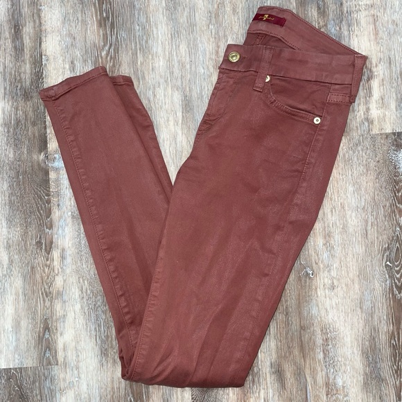 7 for all Mankind dark dusty rose coated skinny jeans Size 26 - Picture 4 of 9